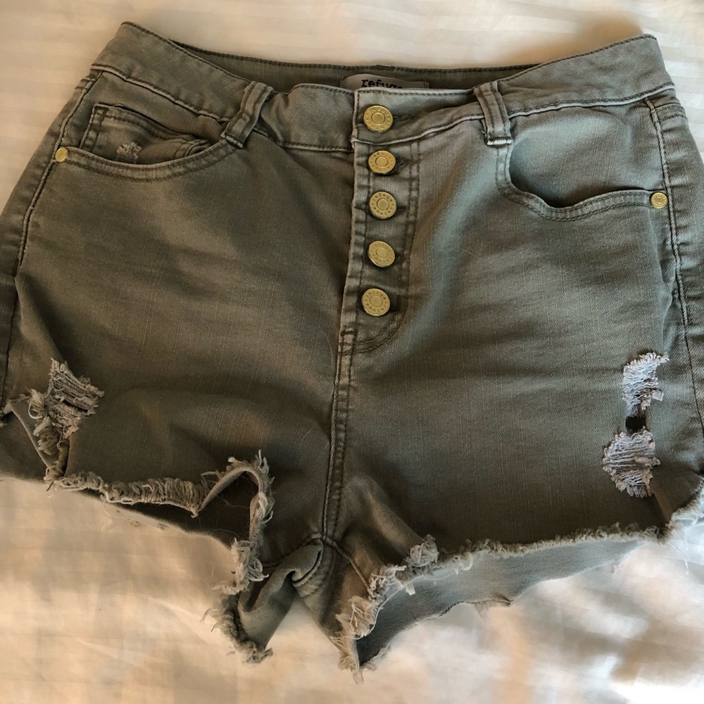 Moss Green High Waisted Shorts